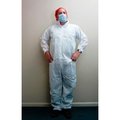 Keystone Safety HD SMS Coverall, Elastic Wrists & Ankles, Zipper Front, Single Collar, White, L, 25/Case CVL-SMS-E-LG